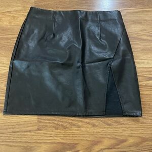 Lulu's Black Faux Leather Mini Skirt